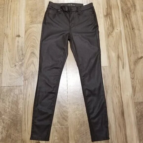 Nwt White House Black Market Coated High Rise Skinny Jeans Stretch Red Size 4 - Picture 1 of 16